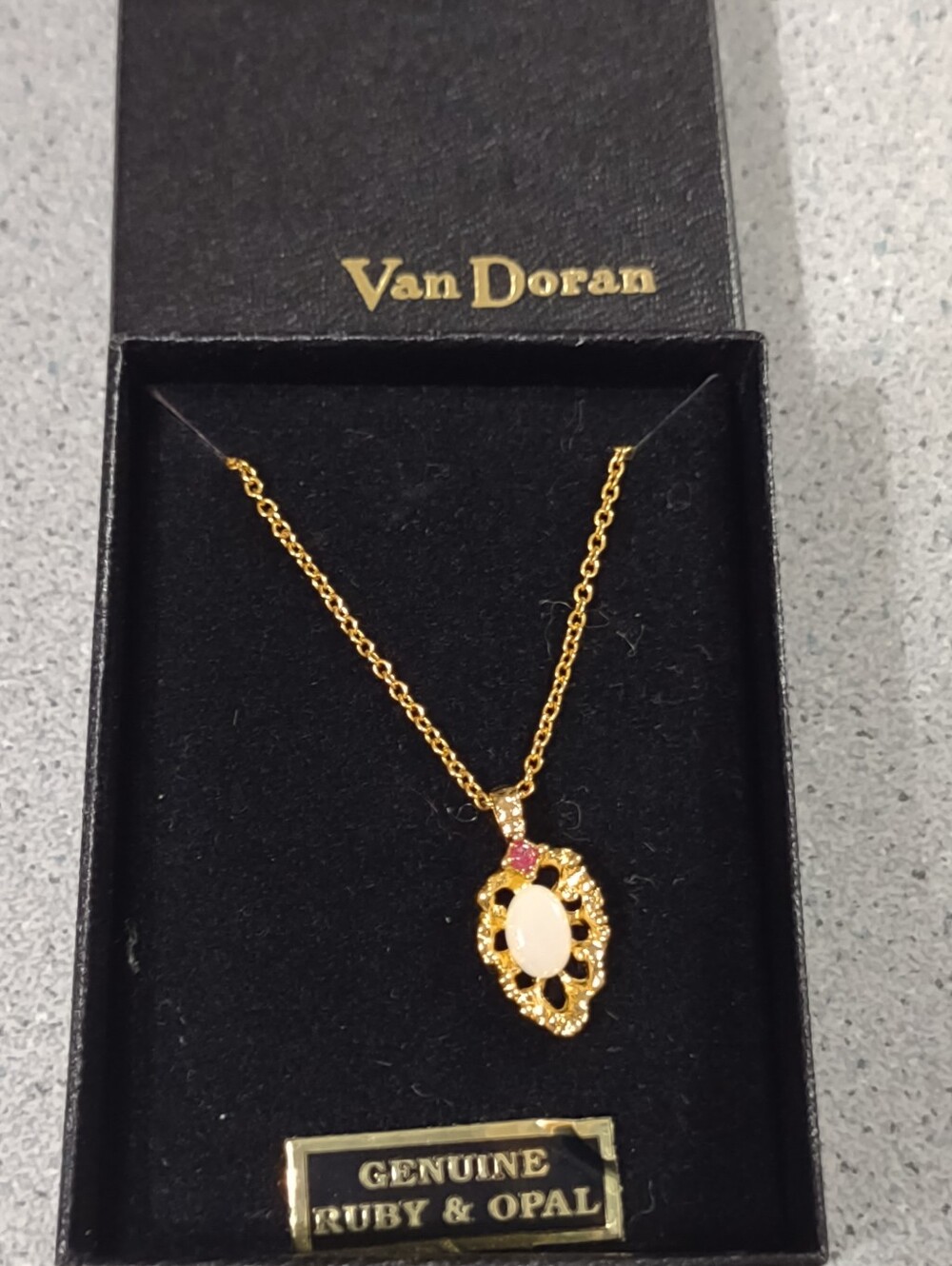 Lower Price!*Genuine Opal+Ruby Necklace